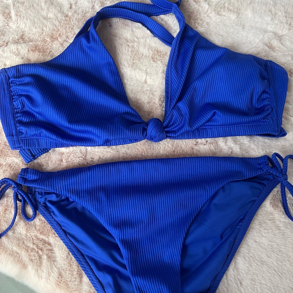 Blue Halter Bikini Set
